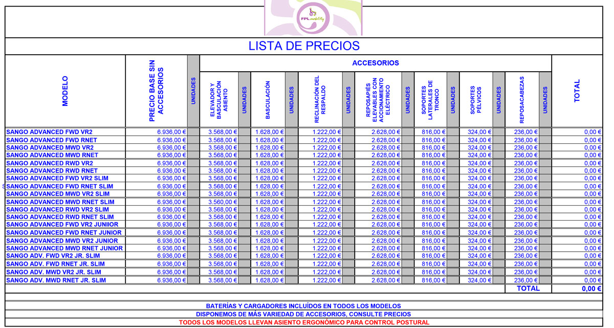 precios image precios Sillas de ruedas para exteriores Sango RWD - FPL Mobility